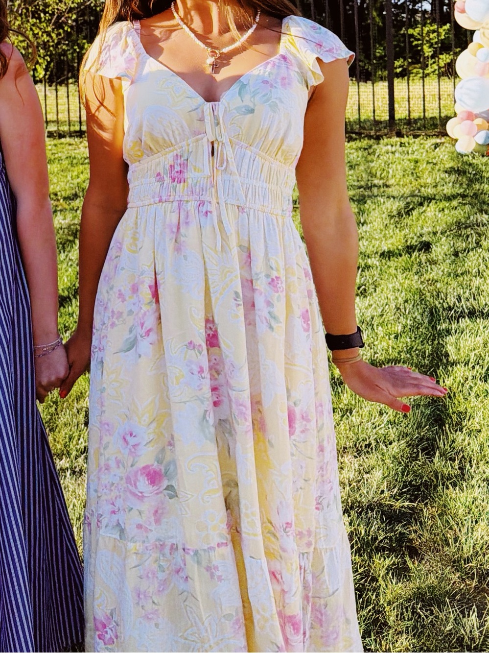 Hollister Pastel Yellow Floral Maxi Dress
